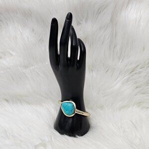 Banana Republic Vintage Faux Turquoise Gold Hinged Bangle Bracelet